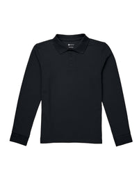 Children's Unisex Long Sleeve Pique Polo - CR835Y - Black