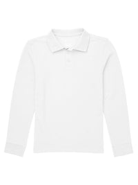 Children's Unisex Long Sleeve Pique Polo - CR835Y - White