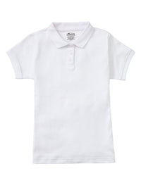 Junior Girls' Short Sleeve Fitted Interlock Polo - CR858X - White