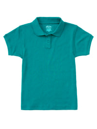Junior Girls' Short Sleeve Fitted Interlock Polo - CR858X - Teal Blue