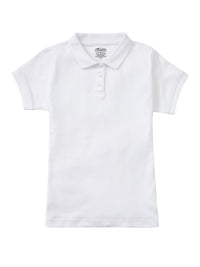 Girls' Short Sleeve Fitted Interlock Polo - CR858Y - White