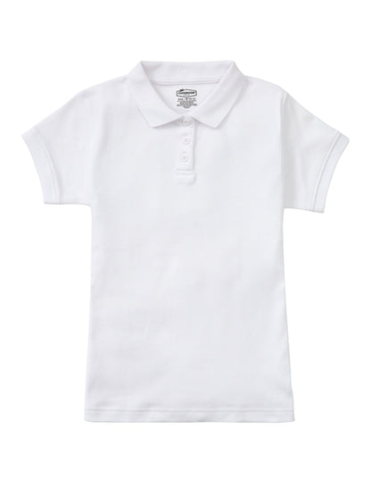 Girls' Short Sleeve Fitted Interlock Polo - CR858Y - White