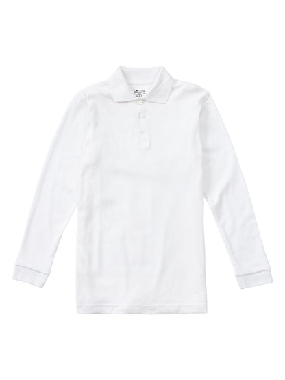 Unisex Adult Long Sleeve Interlock Polo - CR873X - White