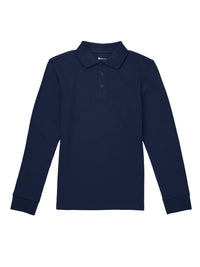 Youth Long Sleeve Interlock Polo - CR873Y - Dark Navy