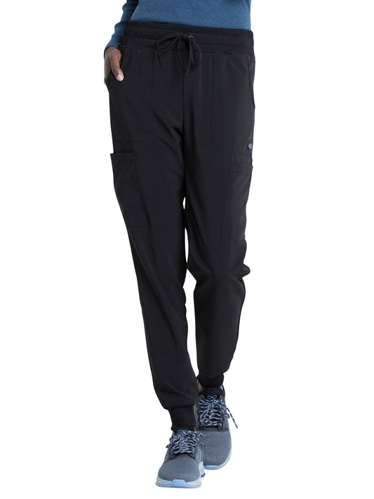 Women's 6-Pocket Mid Rise Jogger Pant - DK065 - Black