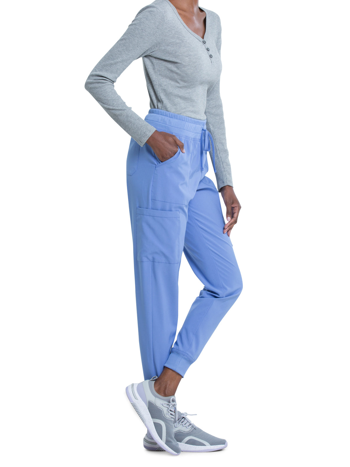 Women's 6-Pocket Mid Rise Jogger Pant - DK065 - Ciel