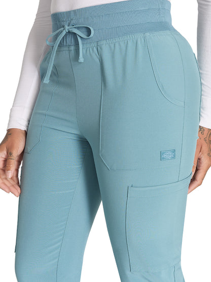 Women's 6-Pocket Mid Rise Jogger Pant - DK065 - Mineral Blue