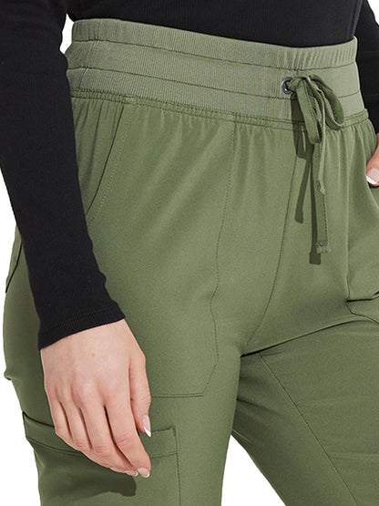 Women's 6-Pocket Mid Rise Jogger Pant - DK065 - Olive