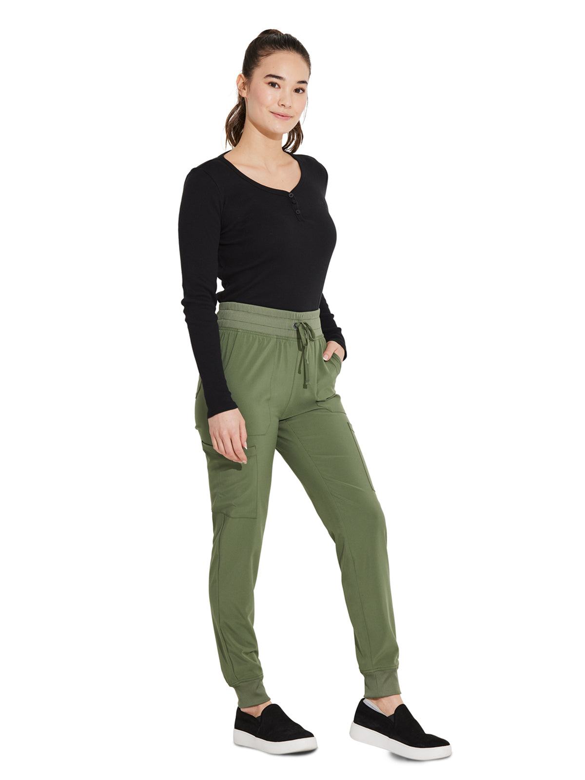 Women's 6-Pocket Mid Rise Jogger Pant - DK065 - Olive