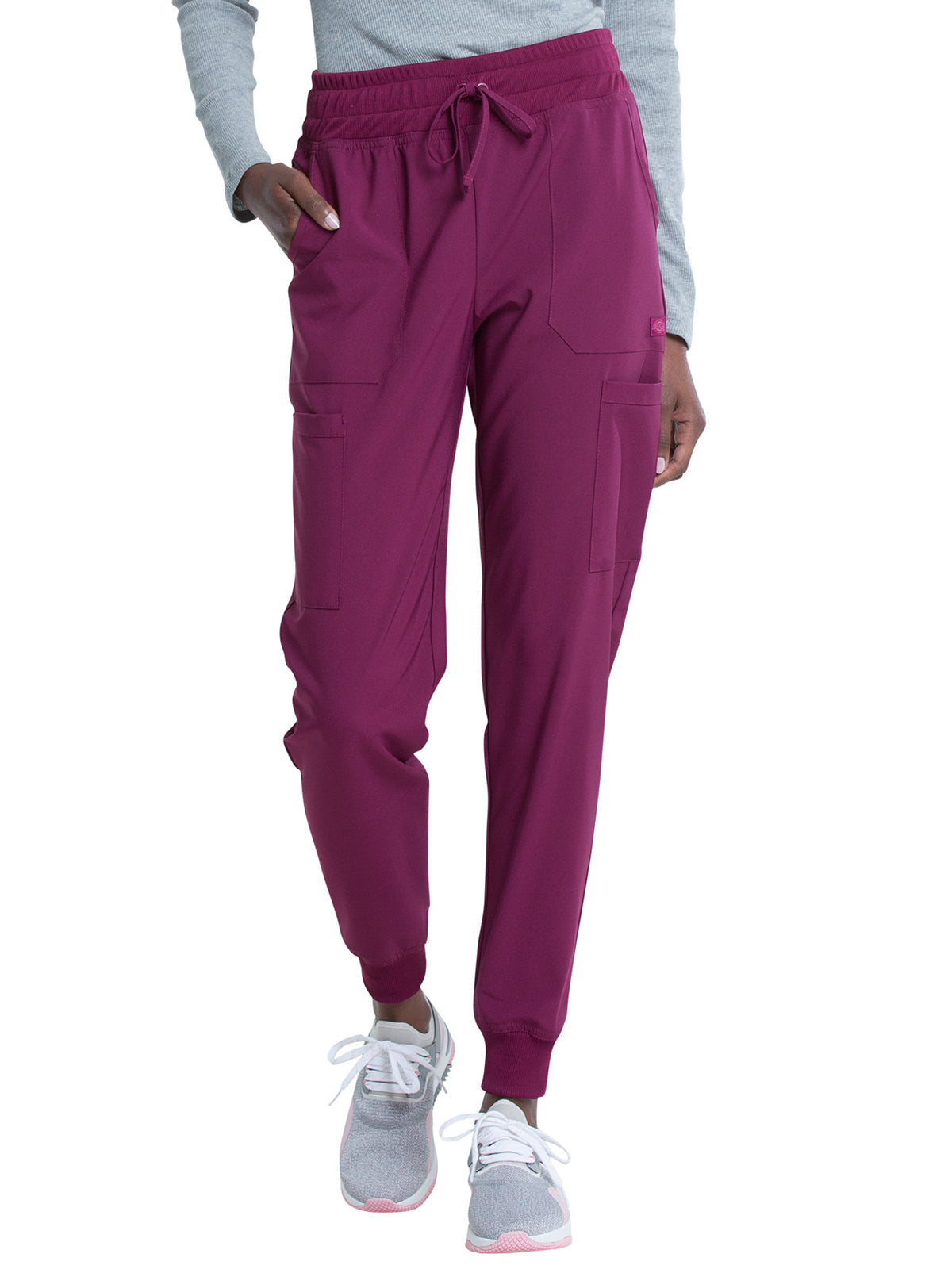 Women's 6-Pocket Mid Rise Jogger Pant - DK065 - Wine