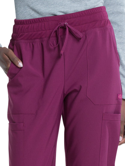 Women's 6-Pocket Mid Rise Jogger Pant - DK065 - Wine