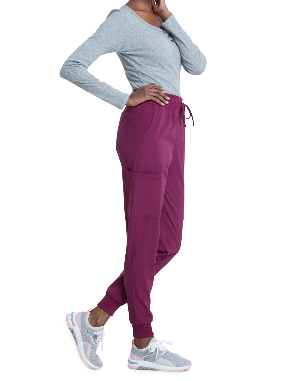 Women's 6-Pocket Mid Rise Jogger Pant - DK065 - Wine