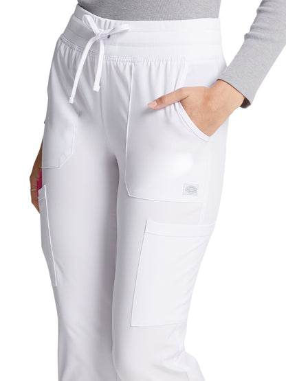 Women's 6-Pocket Mid Rise Jogger Pant - DK065 - White