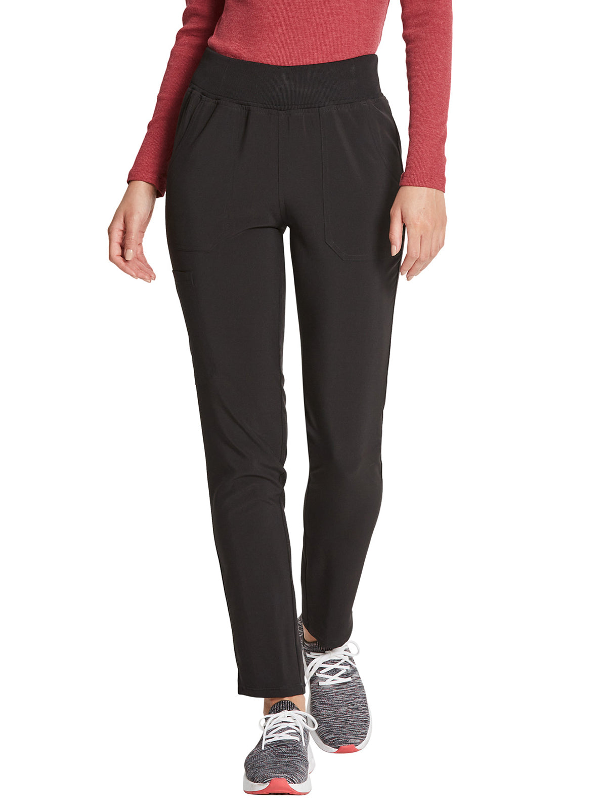 Women's 5-Pocket Mid Rise Tapered Leg Pant - DK090 - Black