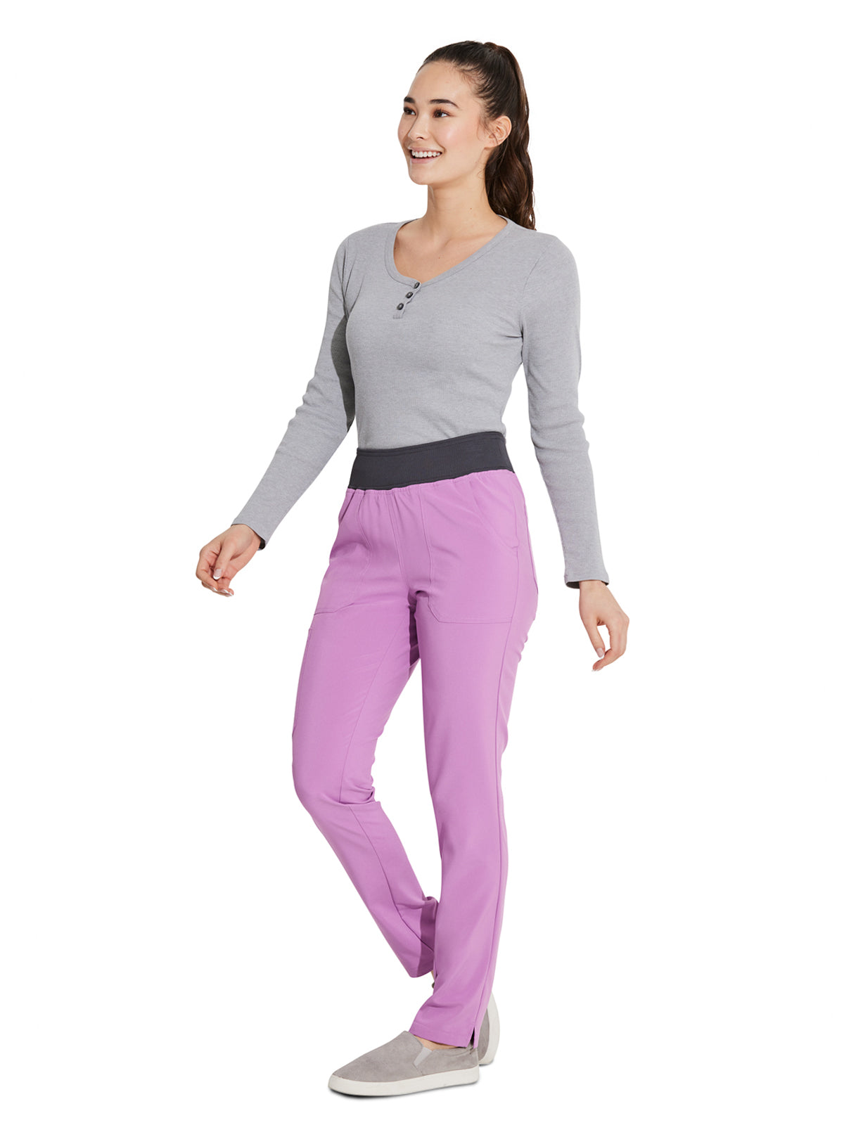 Women's 5-Pocket Mid Rise Tapered Leg Pant - DK090 - Orchid Frost