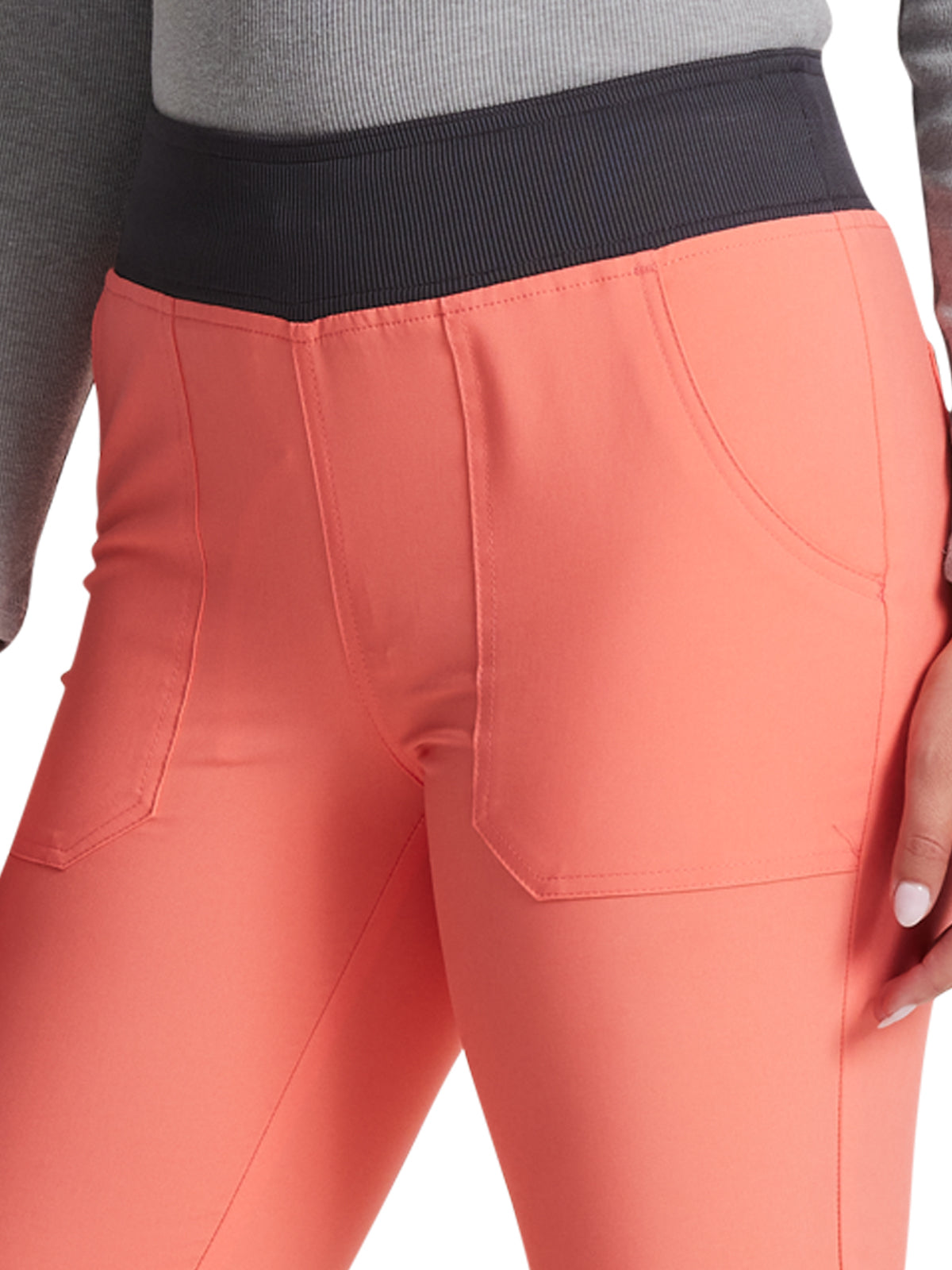 Women's 5-Pocket Mid Rise Tapered Leg Pant - DK090 - Ravishing Coral / Pewter