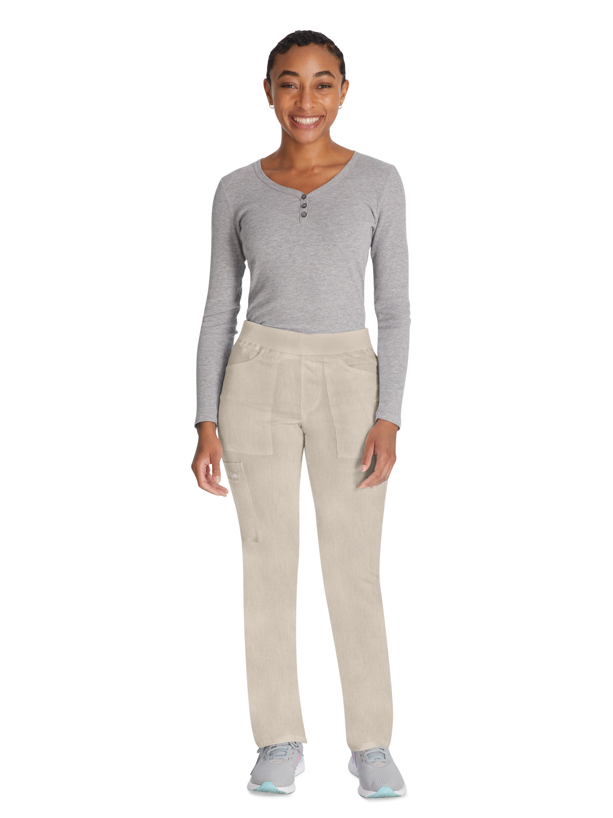 Women's 6-Pocket Mid Rise Tapered Leg Pant - DK135 - Heather Blonde Wood