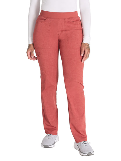 Women's 6-Pocket Mid Rise Tapered Leg Pant - DK135 - Heather Clay