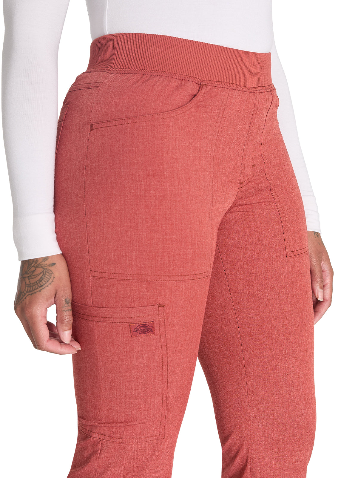 Women's 6-Pocket Mid Rise Tapered Leg Pant - DK135 - Heather Clay