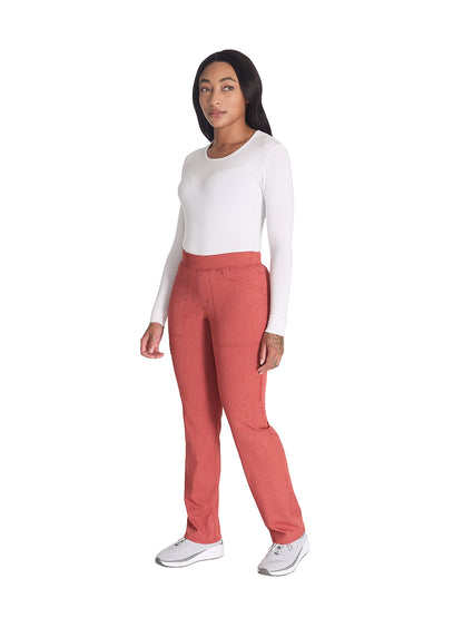 Women's 6-Pocket Mid Rise Tapered Leg Pant - DK135 - Heather Clay