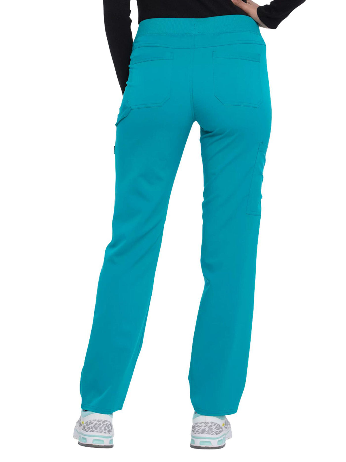 Women's 6-Pocket Mid Rise Tapered Leg Pant - DK135 - Teal Blue