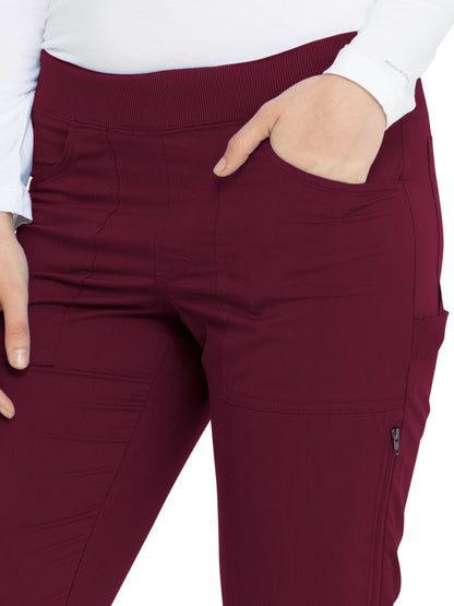 Women's 6-Pocket Mid Rise Tapered Leg Pant - DK135 - Wine