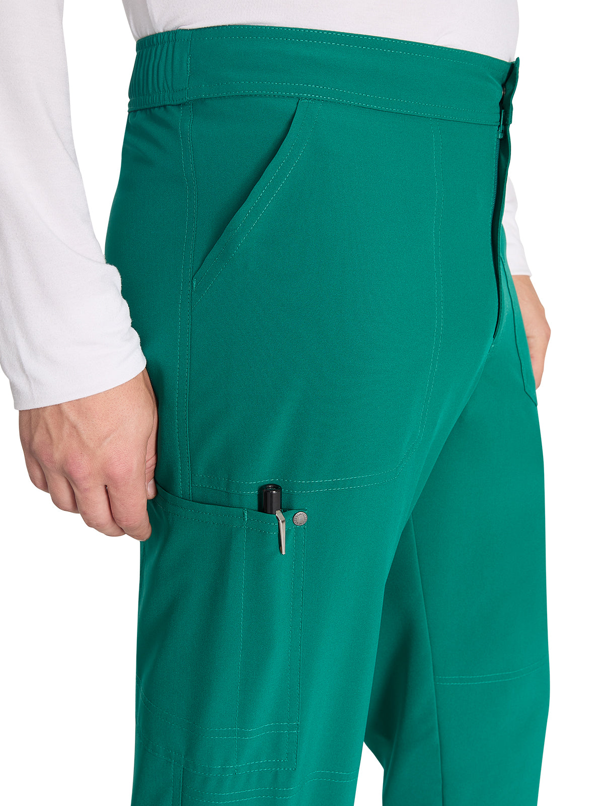 Men's 4-Pocket Zip Fly Scrub Pant - DK216 - Hunter Green