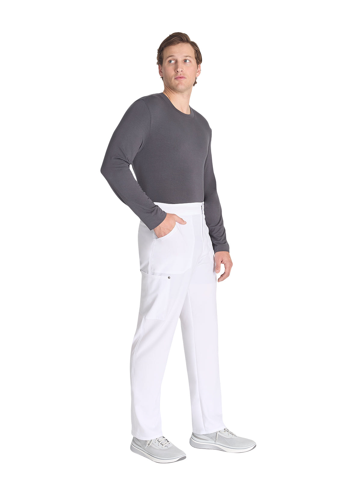 Men's 4-Pocket Zip Fly Scrub Pant - DK216 - White