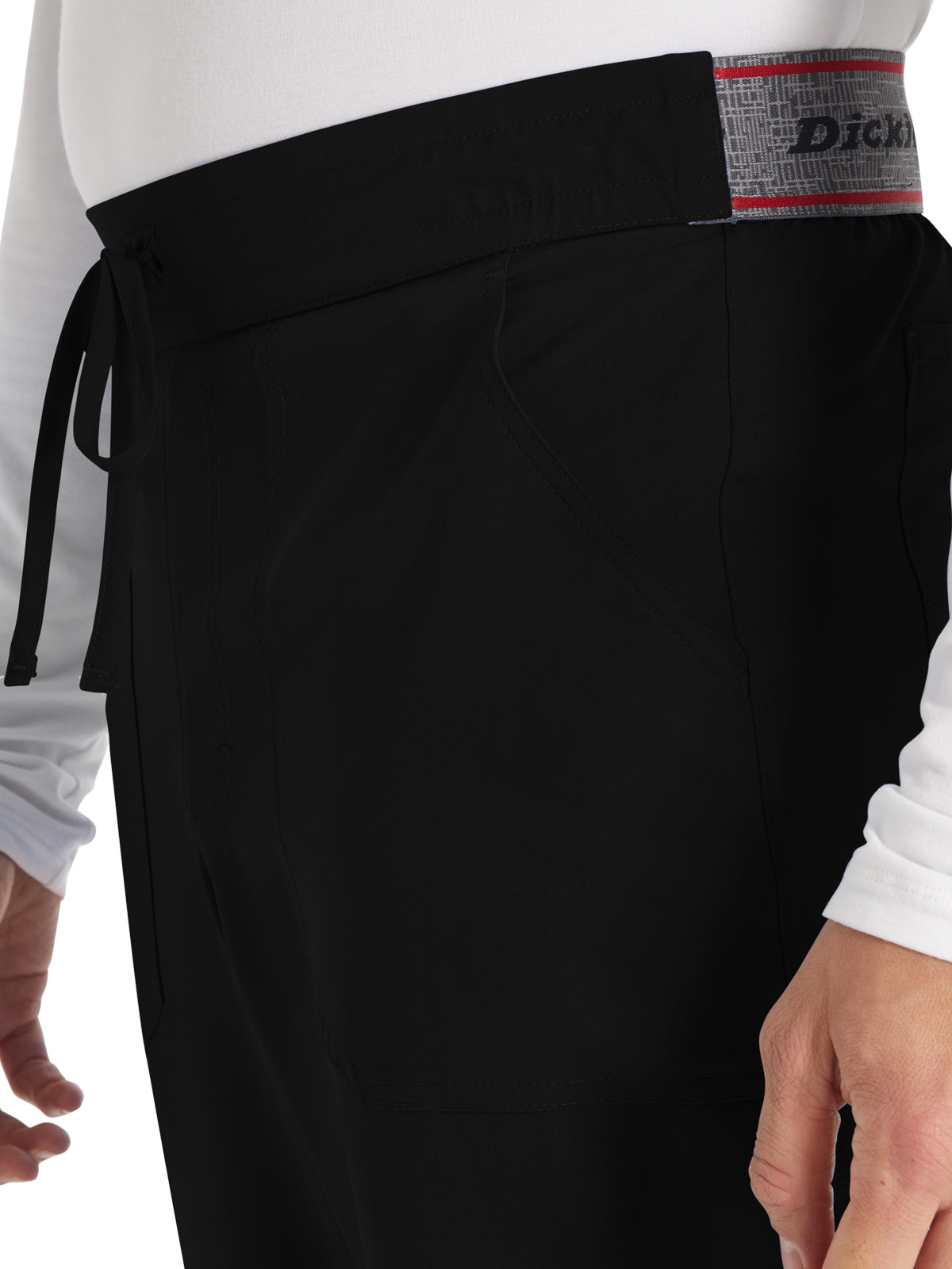 Men's 6-Pocket Mid Rise Scrub Pant - DK217 - Black