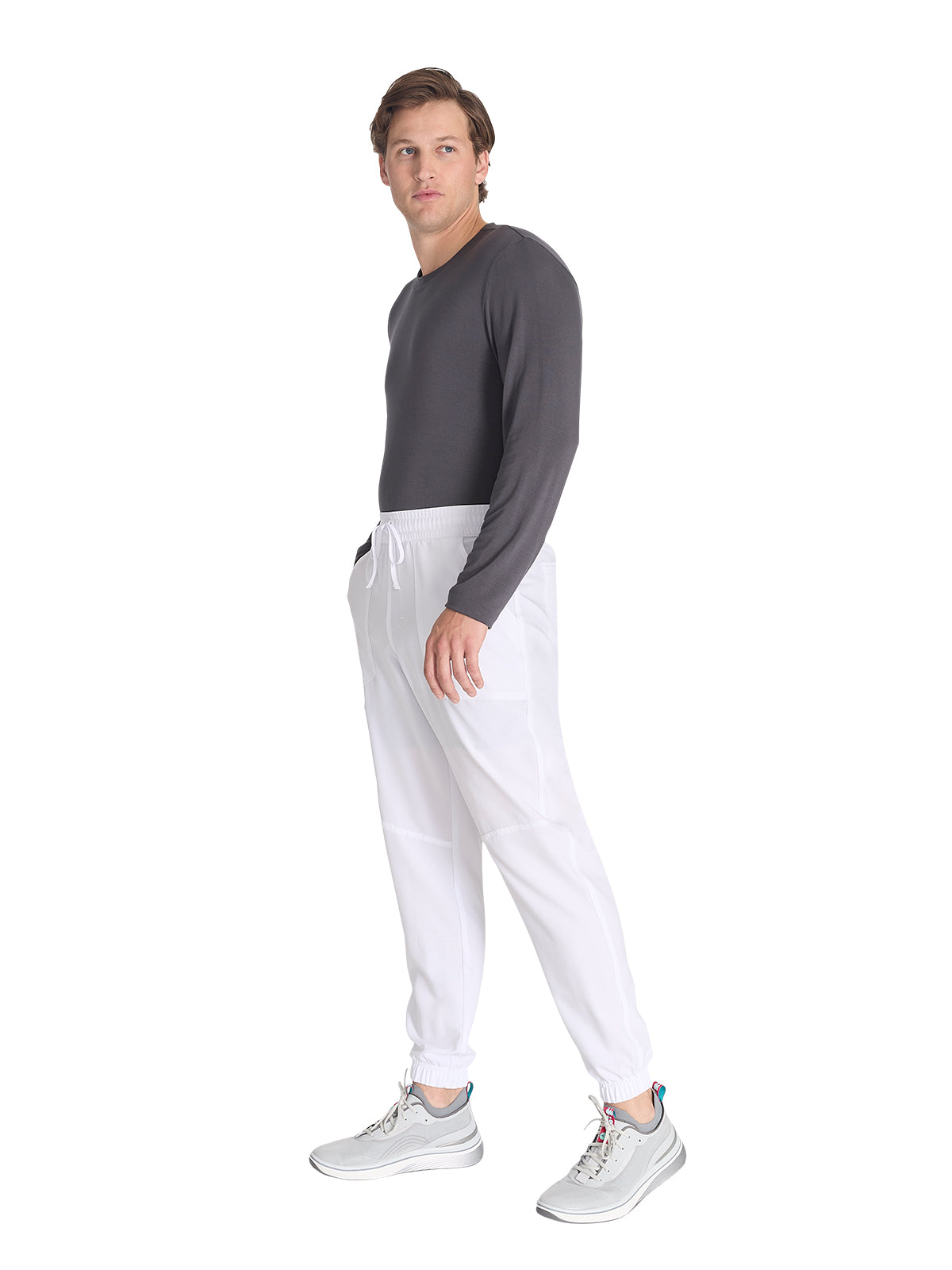 Men's 6-Pocket Mid Rise Scrub Pant - DK217 - White