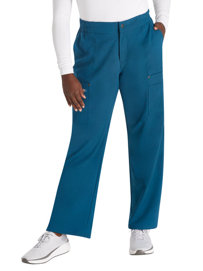 Women's 5-Pocket Wide Leg Scrub Pant - DK219 - Caribbean Blue