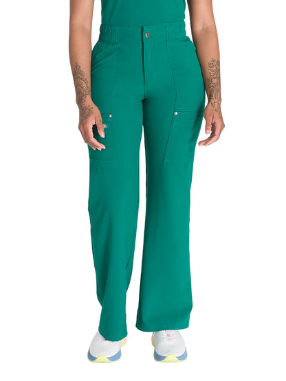 Women's 5-Pocket Wide Leg Scrub Pant - DK219 - Hunter Green