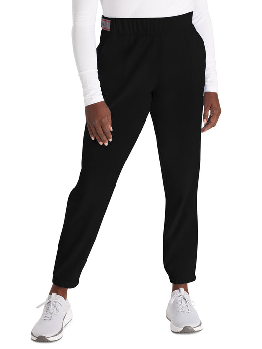 Women's 5-Pocket Tapered Leg Scrub Pant - DK221 - Black