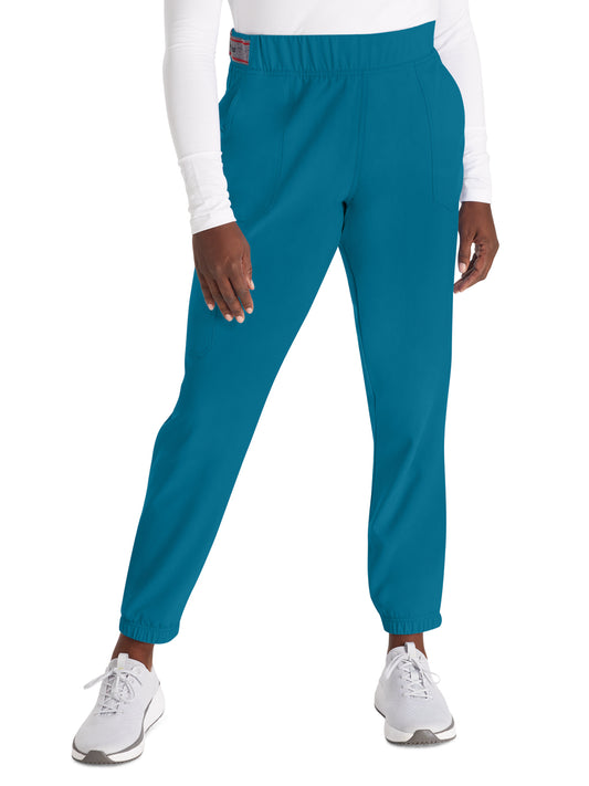 Women's 5-Pocket Tapered Leg Scrub Pant - DK221 - Caribbean Blue