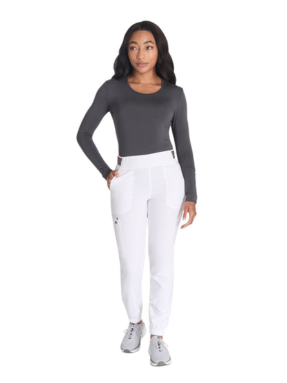 Women's 5-Pocket Tapered Leg Scrub Pant - DK221 - White