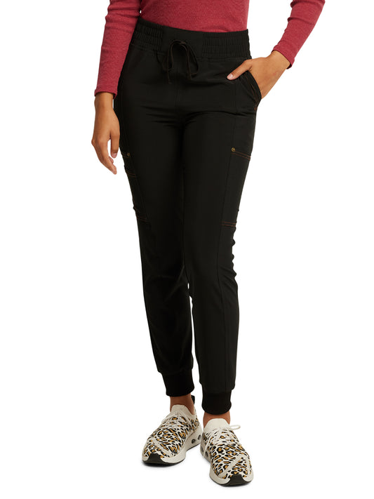 Women's 7-Pocket Mid Rise Jogger Pant - DK247 - Black