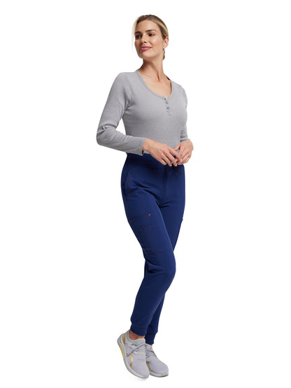 Women's 7-Pocket Mid Rise Jogger Pant - DK247 - Navy