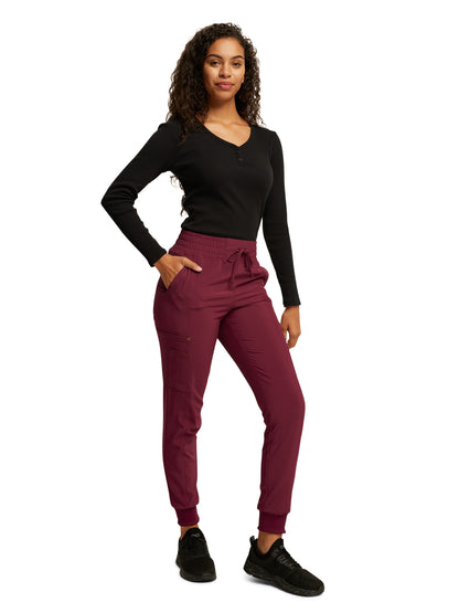 Women's 7-Pocket Mid Rise Jogger Pant - DK247 - Wine