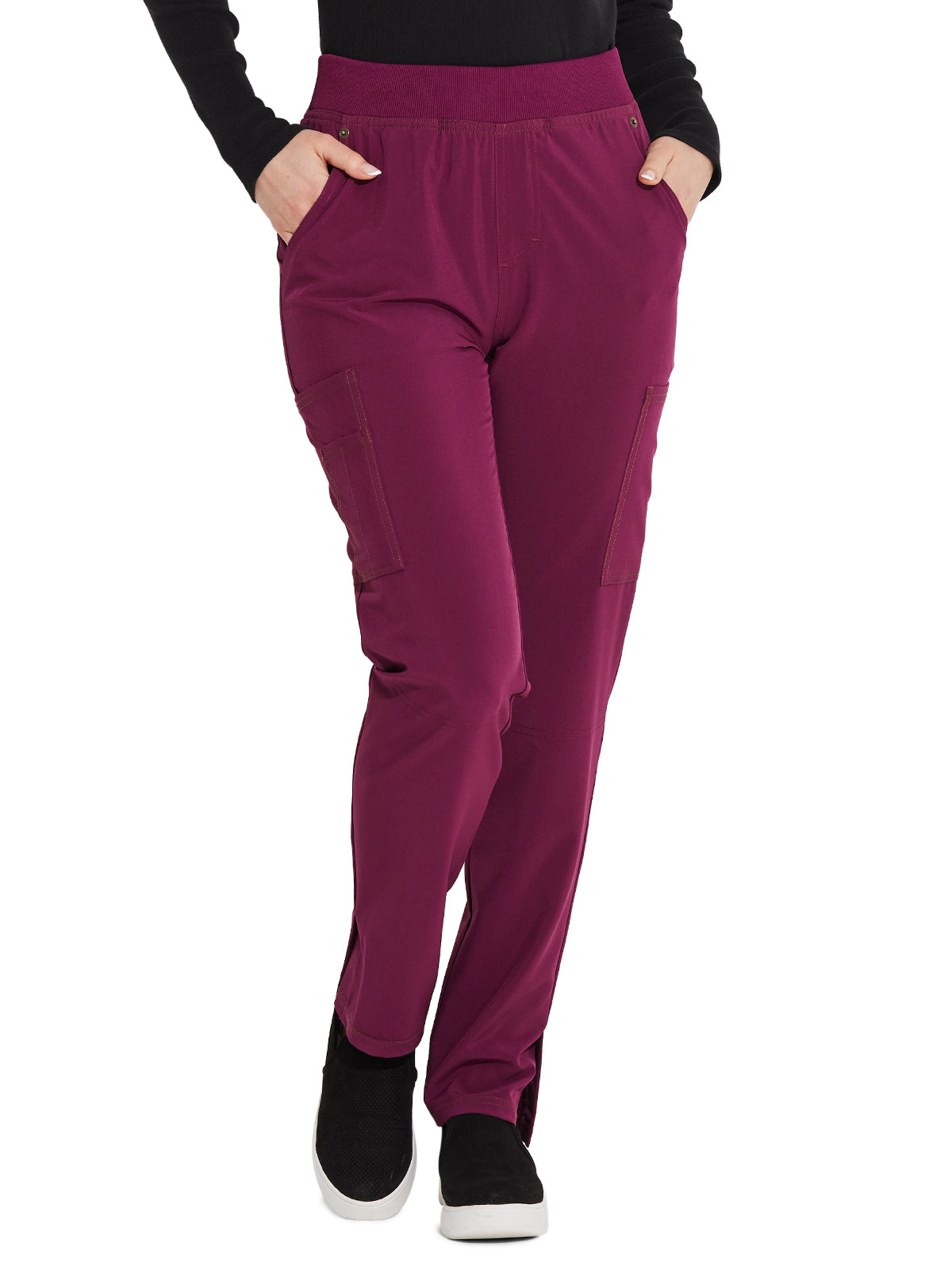 Women's 7-Pocket Mid Rise Tapered Leg Pant - DK248 - Wine