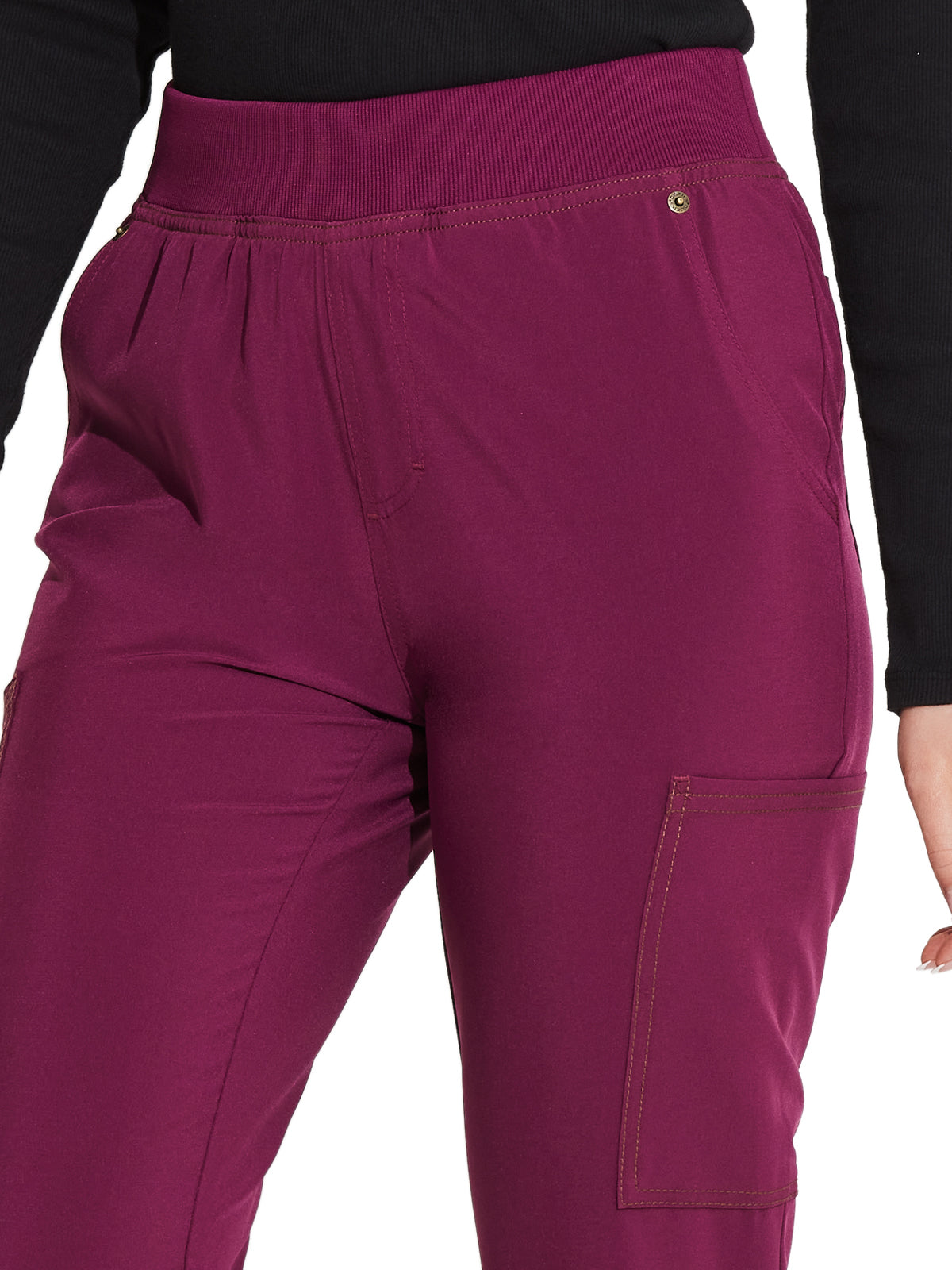 Women's 7-Pocket Mid Rise Tapered Leg Pant - DK248 - Wine