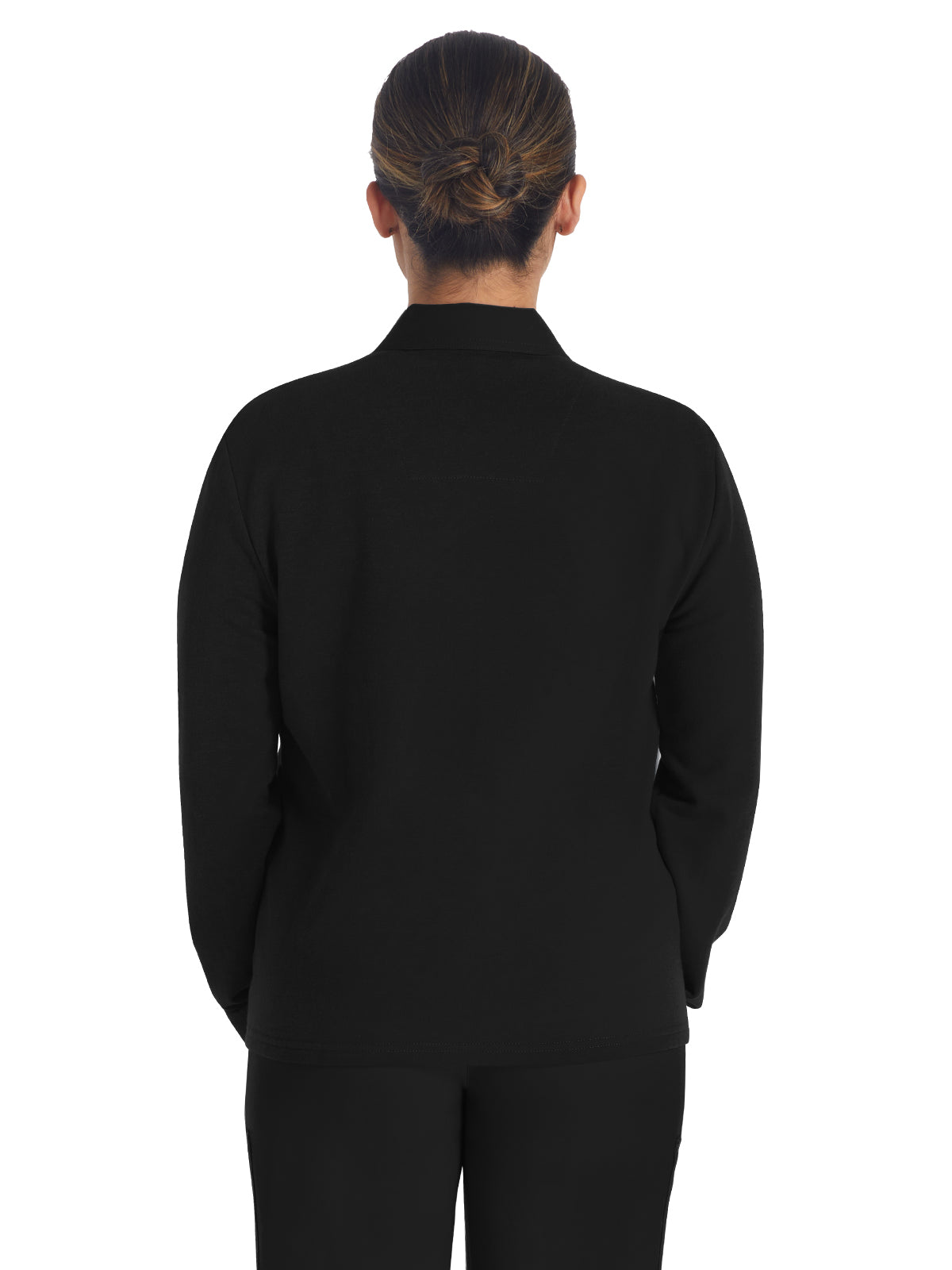 Women's 3-Pocket Zip Front Fleece Jacket - DK319 - Black