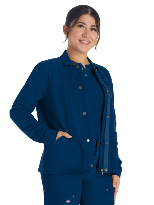 Women's 3-Pocket Zip Front Fleece Jacket - DK319 - Navy