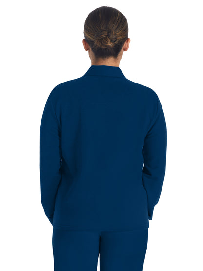 Women's 3-Pocket Zip Front Fleece Jacket - DK319 - Navy