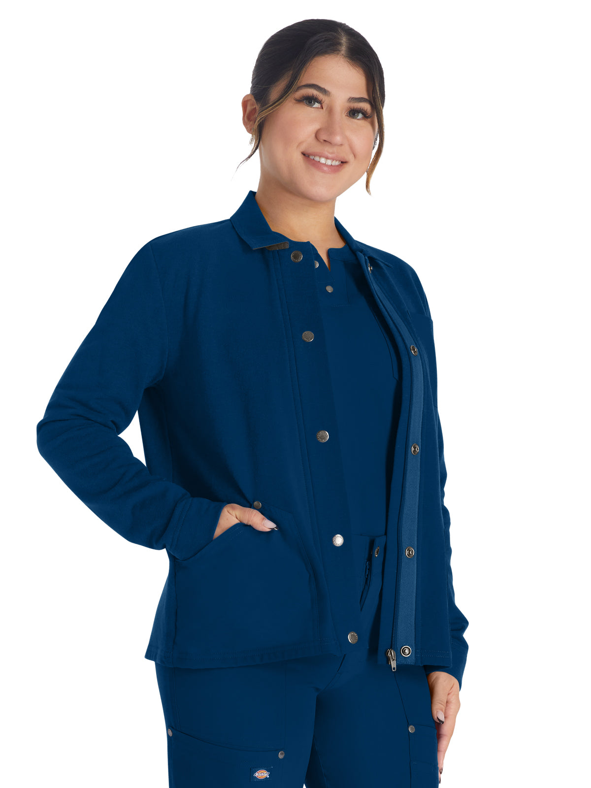 Women's 3-Pocket Zip Front Fleece Jacket - DK319 - Navy