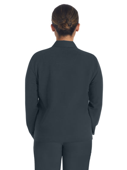 Women's 3-Pocket Zip Front Fleece Jacket - DK319 - Pewter