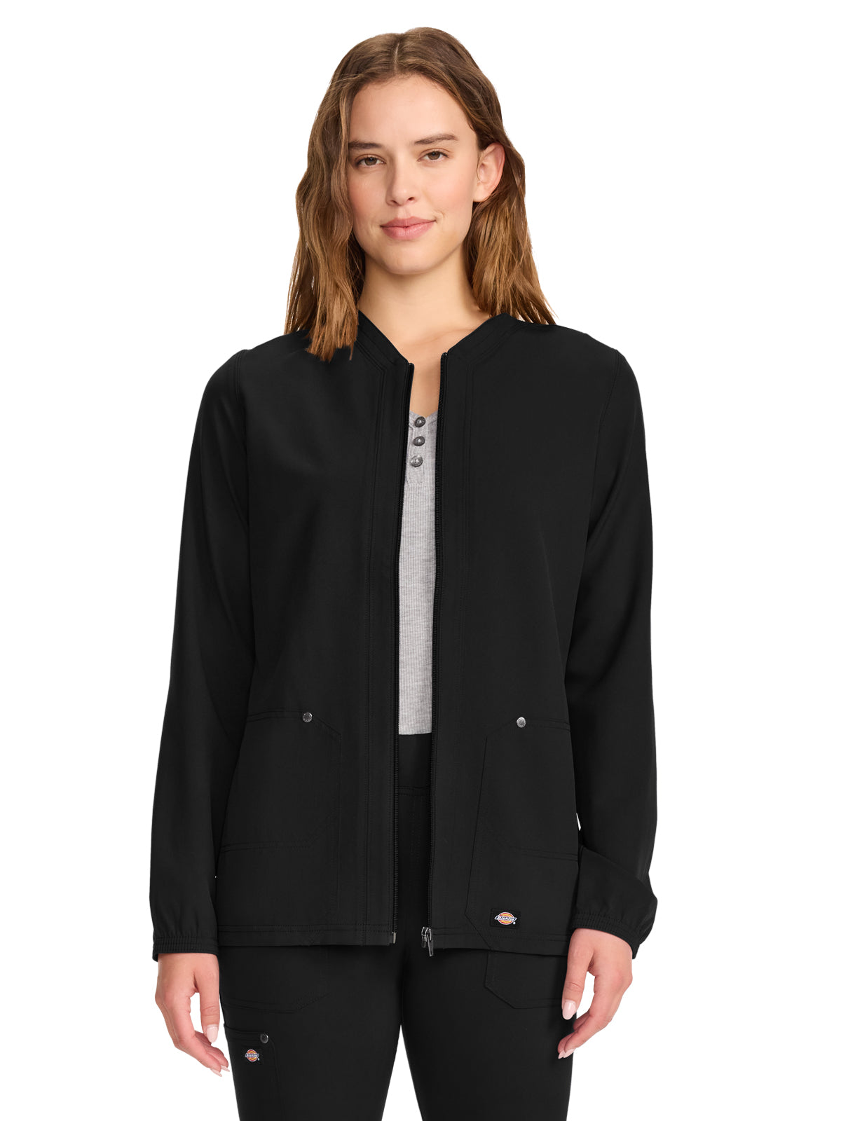 Women's 2-Pocket Front-Zip Jacket - DK322 - Black