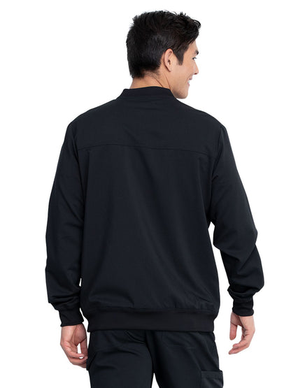 Men's 5-Pocket Zip Front Scrub Jacket - DK370 - Black