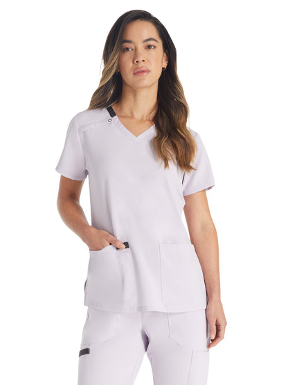 Women's 2-Pocket Contemporary V-Neck Scrub Top - DK615 - Chilled Lilac