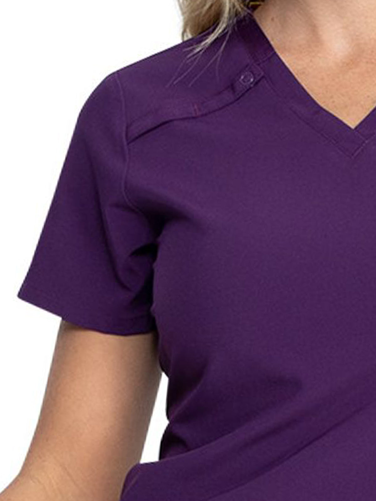 Women's 2-Pocket Contemporary V-Neck Scrub Top - DK615 - Eggplant