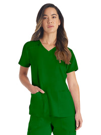 Women's 2-Pocket Contemporary V-Neck Top - DK615 - Fern Green